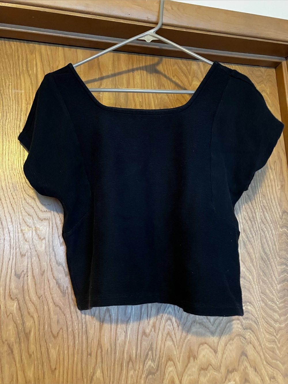 Madewell cotton crop sweater, black, size M